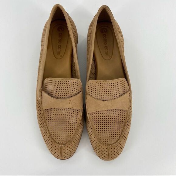 Corso Como Carlynee Tan Leather Slip On Perforated Casual Loafers 7.5 - Picture 6 of 16